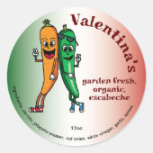 Wortel en Pepper Pals Cartoon Escabeche Pickle Ronde Sticker (Voorkant)