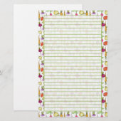 Wortel Groenten Tekening Tuin Lined Briefpapier (Voorkant / Achterkant)