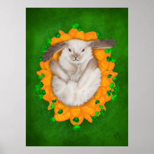 Wortel Haven: Bruin en Wit Konijnengelukzalige Bou Poster (Voorkant)