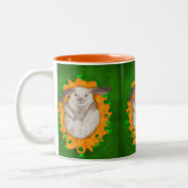 Wortel Haven: Bruin en Wit Konijnengelukzalige Bou Tweekleurige Koffiemok (Links)