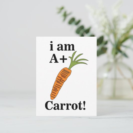 Wortel Ik ben A + Grappige Wortel Briefkaart (Staand voorkant)