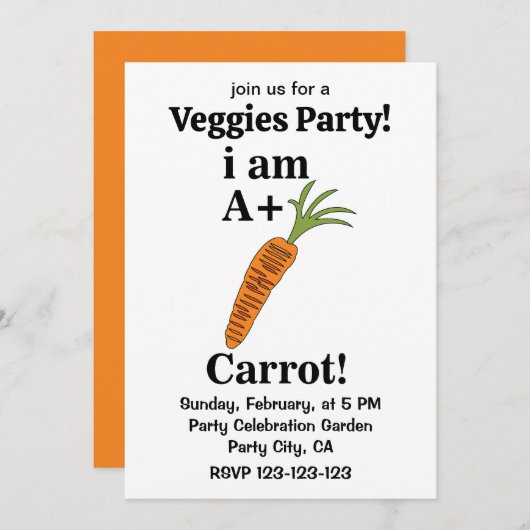 Wortel Ik ben A + Grappige Wortel Kaart (Voorkant / Achterkant)