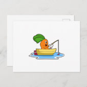 Wortel in boot bij vissen met hengel briefkaart (Voorkant / Achterkant)