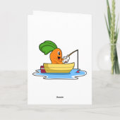 Wortel in boot bij vissen met hengel kaart (Achterkant)