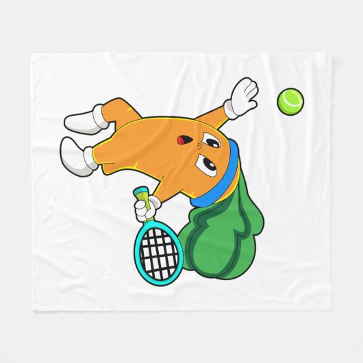 Wortel in Tennis met Tennis racket Fleece Deken (Voorkant (Horizontaal))