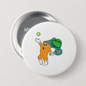 Wortel in Tennis met Tennis racket Ronde Button 7,6 Cm (Voorkant /achterkant)
