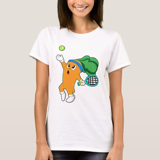 Wortel in Tennis met Tennis racket T-shirt (Voorkant)