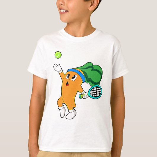 Wortel in Tennis met Tennis racket T-shirt (Voorkant)