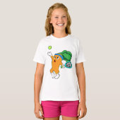 Wortel in Tennis met Tennis racket T-shirt (Voorkant volledig)