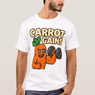 Wortel Krijgt Bodybuilding Cartoon Art T-shirt