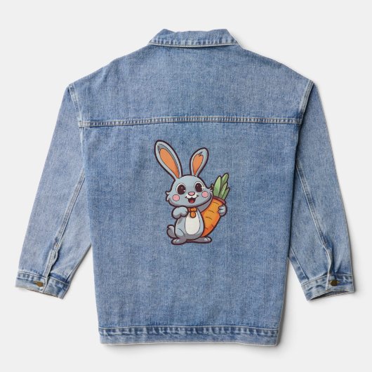 Wortel-liefhebbende paashaas Schattige 2D-ontwerp Denim Jacket (Achterkant)