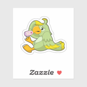 Wortel met klinische thermometer sticker