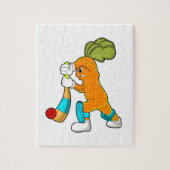 Wortel op cricket met cricket bat legpuzzel (Verticaal)