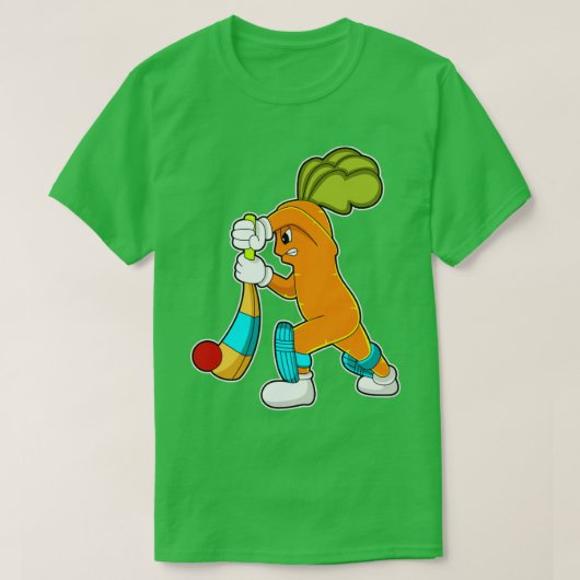 Wortel op cricket met cricket bat t-shirt (Design voorkant)