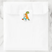 Wortel op cricket met cricket bat vierkante sticker (Tas)