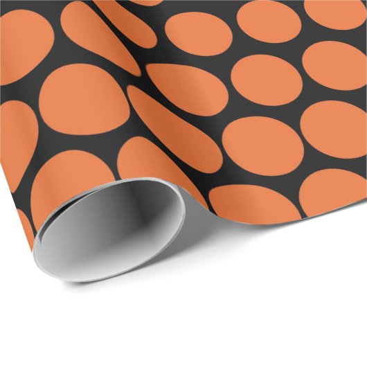 Wortel Oranje Polka Dot Modern Black Cadeaupapier (Rol Hoek)