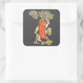 Wortel vechten Grappige groente Vierkante Sticker (Tas)