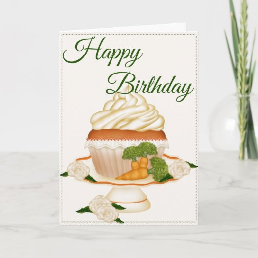  wortelCake Cupcake Happy Birthday Kaart (Voorkant)