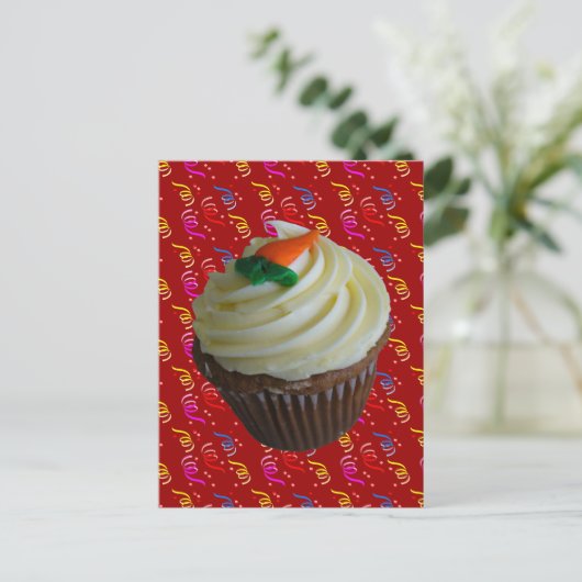 wortelCake Cupcake met Confetti Briefkaart (Staand voorkant)