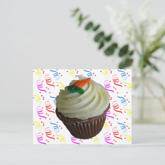 wortelCake Cupcake met Confetti Briefkaart (Staand voorkant)