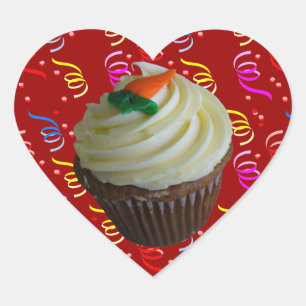 wortelCake Cupcake met Confetti Hart Sticker
