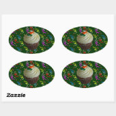 wortelCake Cupcake met Confetti Ovale Sticker (Vel)