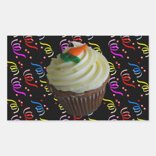 wortelCake Cupcake met Confetti Rechthoekige Sticker
