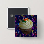 wortelCake Cupcake met Confetti Vierkante Button 5,1 Cm (Voorkant /achterkant)