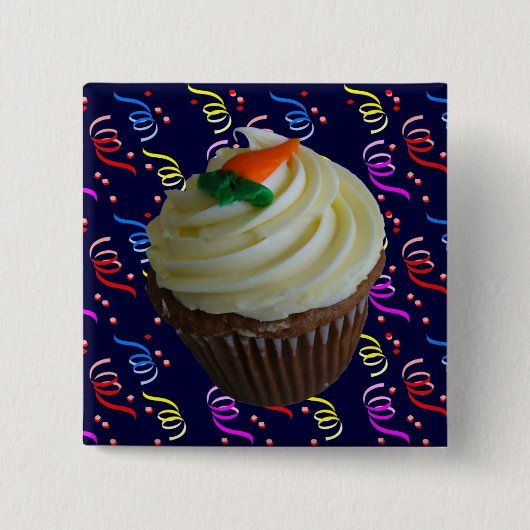 wortelCake Cupcake met Confetti Vierkante Button 5,1 Cm (Voorkant)
