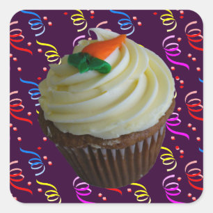 wortelCake Cupcake met Confetti Vierkante Sticker
