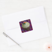 wortelCake Cupcake met Confetti Vierkante Sticker (Envelop)