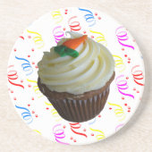 wortelCake Cupcake met Confetti Zandsteen Onderzetter (Voorkant)