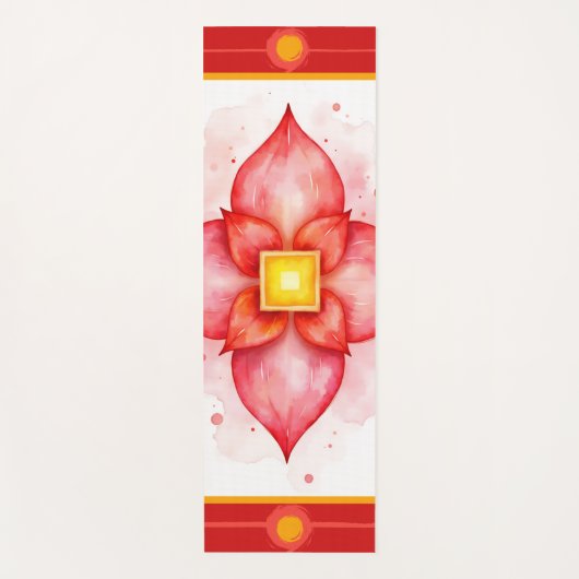 Wortelchakra | Rode Lotus voor aardende yogamat (Voorkant)