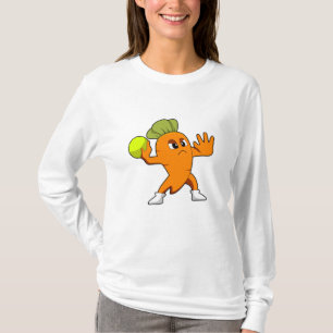 Wortelen bij handballspeler met handbal t-shirt