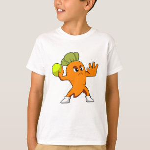 Wortelen bij handballspeler met handbal t-shirt