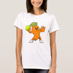 Wortelen bij handballspeler met handbal t-shirt