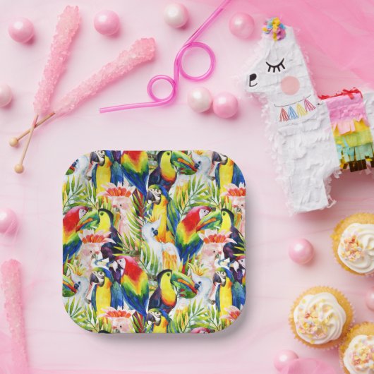 Wortelen en palmbladeren papieren bordje (Feest)