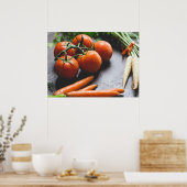 Wortelen en tomaten Plantaardige fotografie Poster (Keuken)