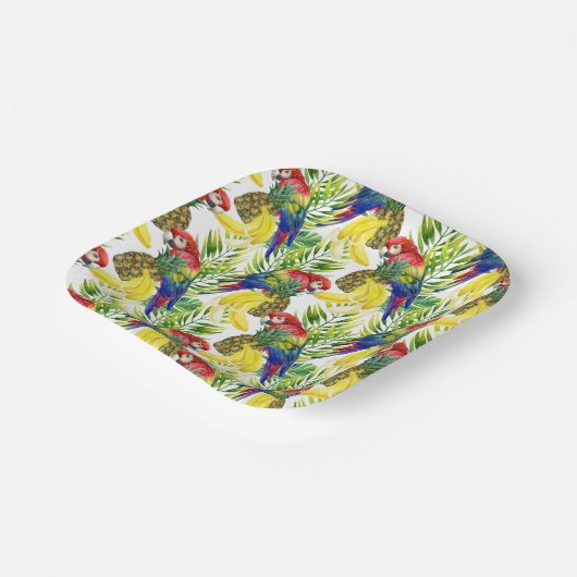 Wortelen en tropische vruchten papieren bordje (Gebogen)