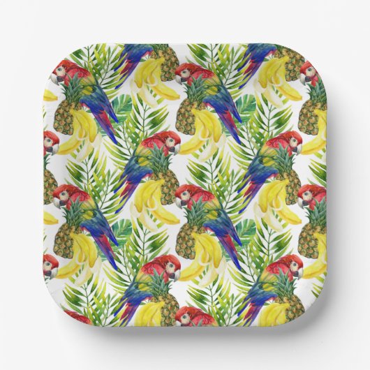 Wortelen en tropische vruchten papieren bordje (Voorkant)