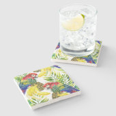 Wortelen en tropische vruchten stenen onderzetter (Zijkant)