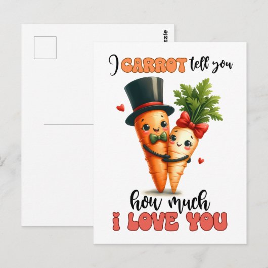 Wortelen houden van je punny Valentijn Briefkaart (Voorkant / Achterkant)