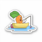 Wortelen in Boat Vissen met Geviste staaf Sticker (Voorkant)