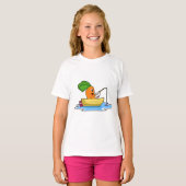 Wortelen in Boat Vissen met Geviste staaf T-shirt (Voorkant volledig)