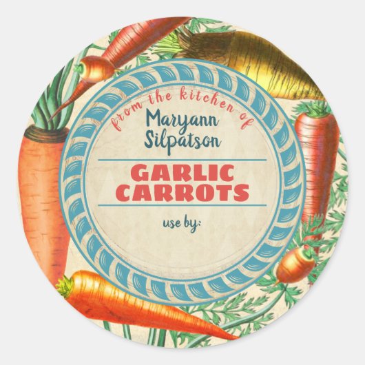 Wortelen inblikken gepersonaliseerd uit de keuken  ronde sticker (Voorkant)