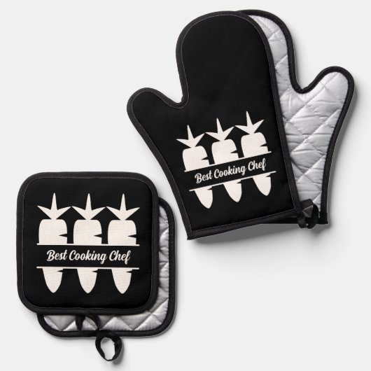 Wortelen Monogram Ovenwant & Pannenlap Set (Voorkant / Achterkant)