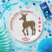 Wortelen voor rendieren familienaam papieren bordje (Feest)