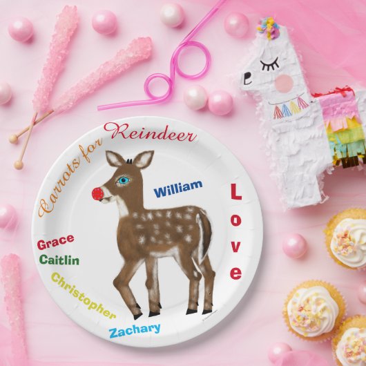 Wortelen voor rendieren Kinder namen Papieren Bordje (Feest)