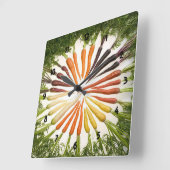 wortelgroenten kleurige regenboogpatronen vierkante klok (Hoek)