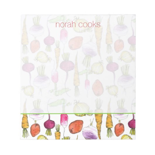 wortelgroenten, wortelwortelwortelen, turnipkunst notitieblok (Voorkant)